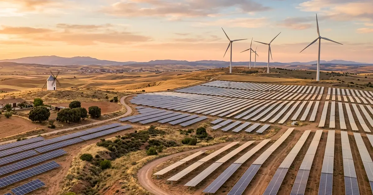 Energía renovable España paneles solares eólica